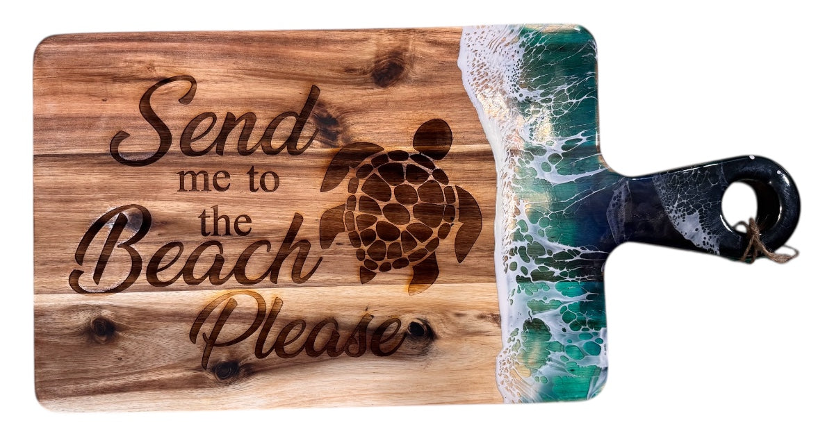 Beach wave engraved rectangle cutting board