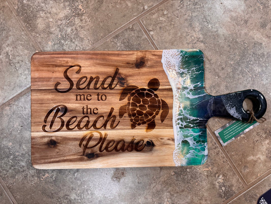 Beach wave engraved rectangle cutting board