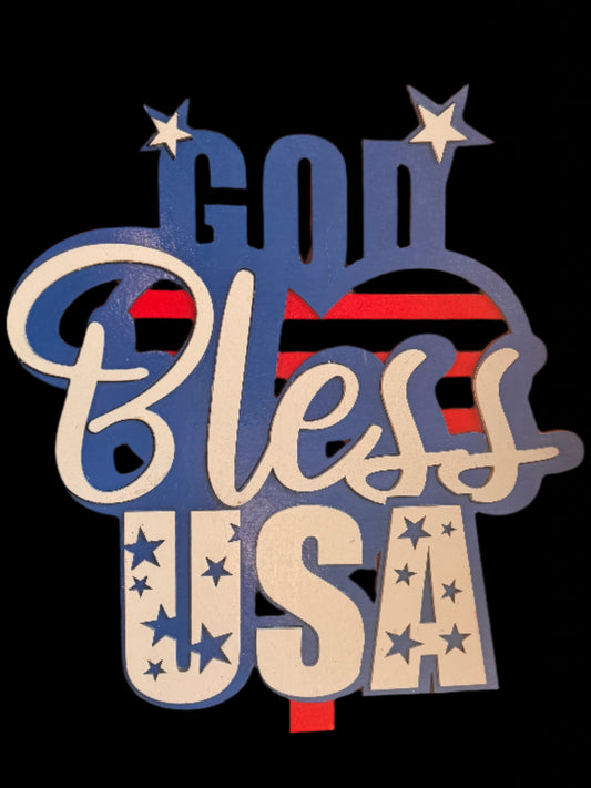 Fourth of July Topper - God Bless USA
