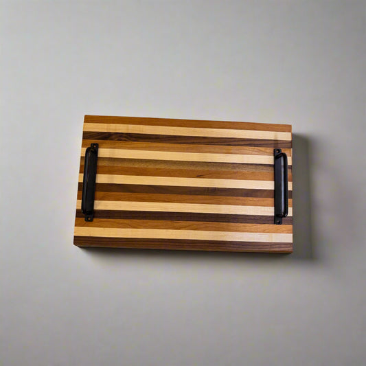Handmade cutting  board made from walnut, cherry, maple wood.