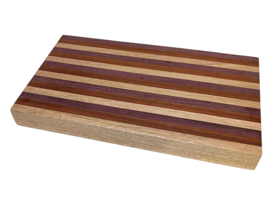 Handmade cutting  board made from Purpleheart, African mahogany and blood wood.