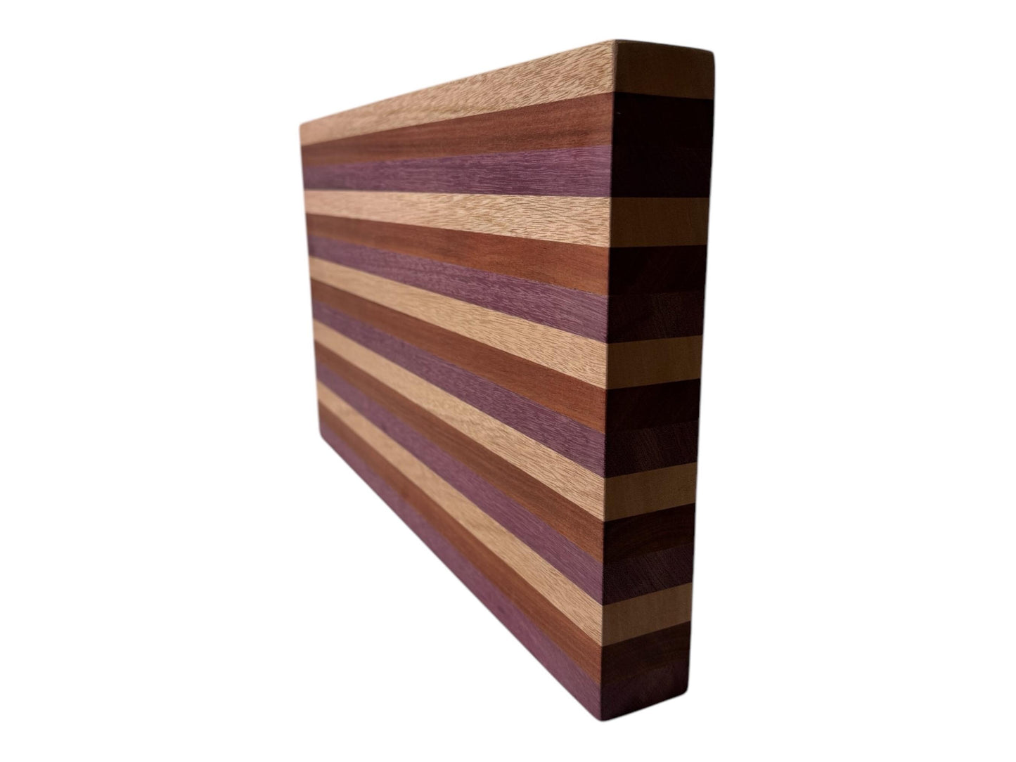 Handmade cutting  board made from Purpleheart, African mahogany and blood wood.